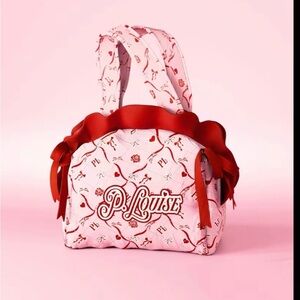 P. Louise embroidered pink bow bag.  Pink and Red Women's Bag